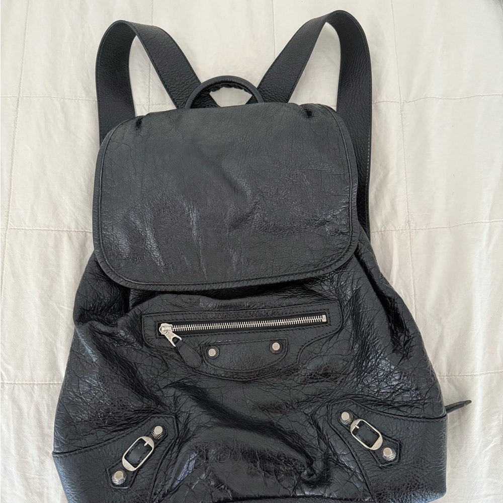 Balenciaga Textured Black Backpack